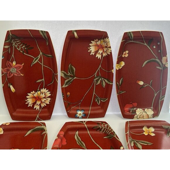 Match Mates by International Laminations Other - 6 Plates Match Mates International Laminations Floral Red Luncheon Fancy Picnic